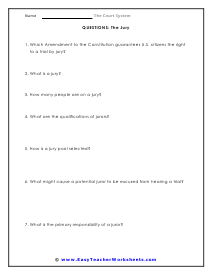 The Jury Question Worksheet