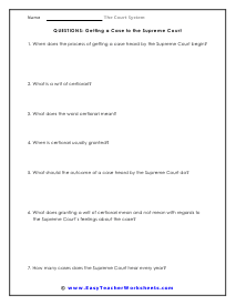 Supreme Court Question Worksheet