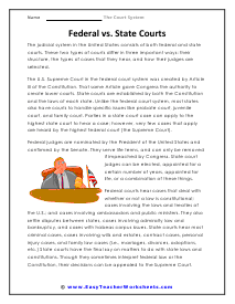 Federal vs. State Courts Worksheet