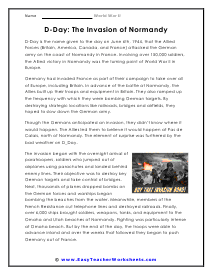 Normandy Reading Worksheet