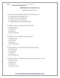 Allied Powers Question Worksheet