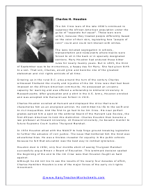 Charles H. Houston Reading Worksheet