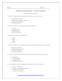 Houston Multiple Choice Question Worksheet