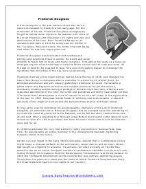 Frederick Douglass Reading Worksheet