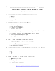 Carver Multiple Choice Question Worksheet