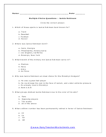 Jackie Robinson Quick Question Worksheet