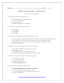 Garvey Short Answer Worksheet