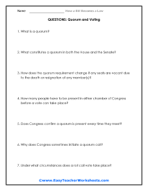 Quorum and Voting Question Worksheet