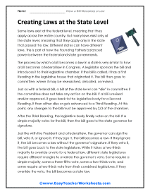 State Level Laws Worksheet