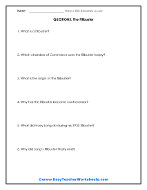 Filibuster Question Worksheet