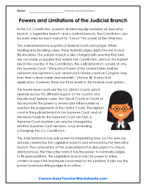 Judicial Branch Reading Worksheet