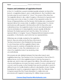 Legislative Branch Worksheet