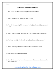 Founding Fathers Question Worksheet