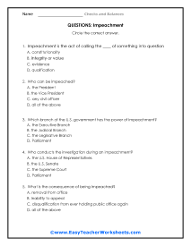 Impeachment Question Worksheet