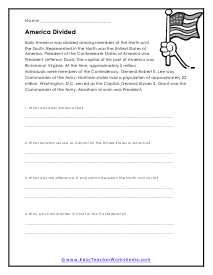 American Civil War Worksheets