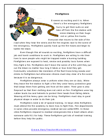 Firefighters Reading Worksheet