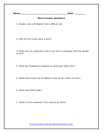 Firefighters Firefighters Reading Worksheet Worksheet