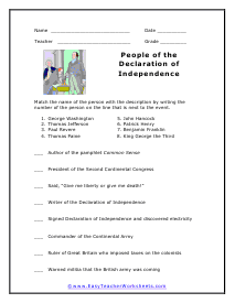 The Declaration of Independence Worksheets