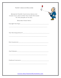 Franklin's Ideas and Discoveries Worksheet