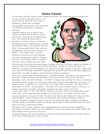 Julius Caesar Reading Worksheet