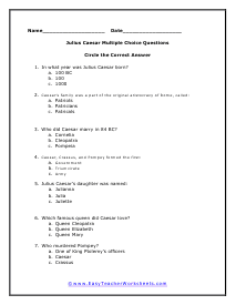 Caesar Multiple Choice Worksheet