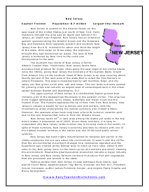 New Jersey Reading Worksheet