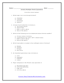 Arizona Multiple Choice Worksheet