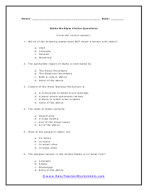 Idaho Multiple Choice Worksheet