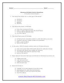 Montana Multiple Choice Worksheet