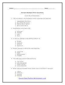 Georgia Multiple Choice Worksheet