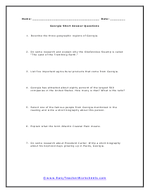 Georgia Short Answer Worksheet