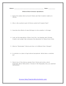 Illinois Short Answer Worksheet