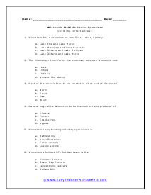 Wisconsin Multiple Choice Worksheet