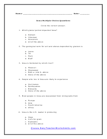 Iowa Multiple Choice Worksheet