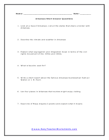 Arkansas Multiple Choice Worksheet