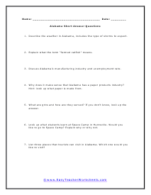 Alabama Multiple Choice Worksheet