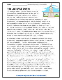 Legislative Branch Worksheet