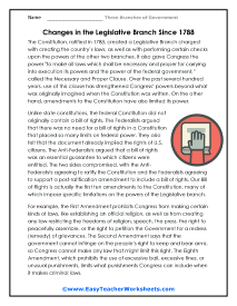 Changes in the Legislative Branch Worksheet