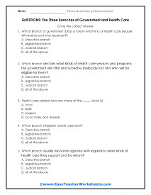 Government and Health Care Question Worksheet