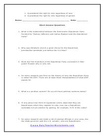 Republican Party Short Answer Worksheet