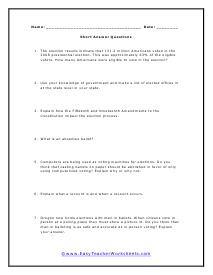 Vote Counting Short Answer Worksheet