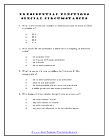 Presidential Elections Special Circumstances Worksheet