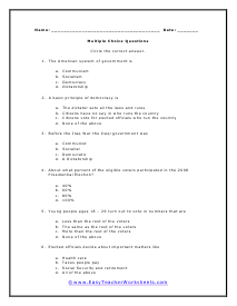 Important to Vote Multiple Choice Worksheet