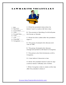 Lawmaking Vocabulary Worksheet