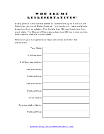 My Representatives Worksheet