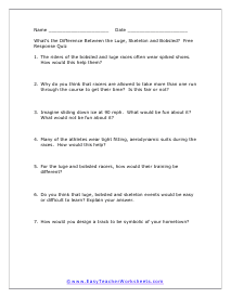 Luge, Skeleton and Bobsled Free Response Quiz