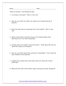 Curling Free Response Worksheet