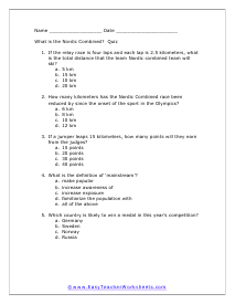 Nordic Combined Question Worksheet