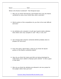 Nordic Combined Free Response Quiz