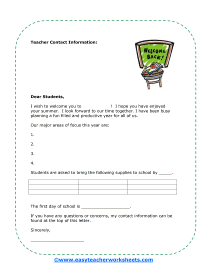 First Day of School Worksheets - Easy Teacher Worksheets
